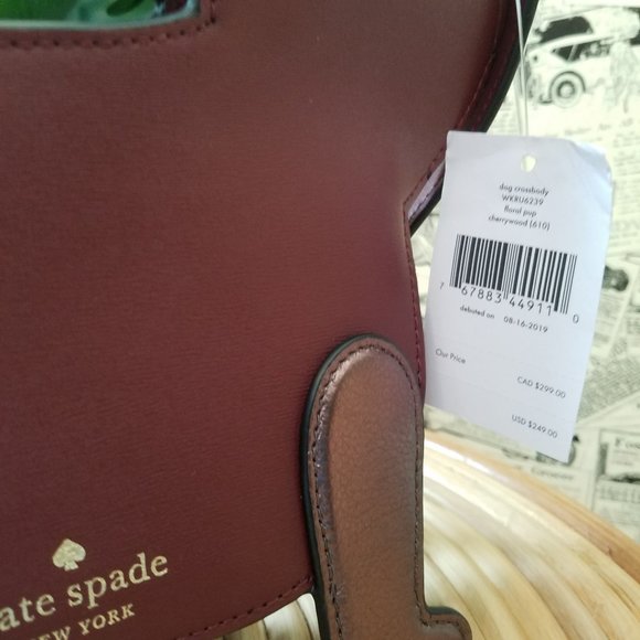 Kate Spade Cherrywood Brown Pup Floral Crossbody - Picture 4 of 10